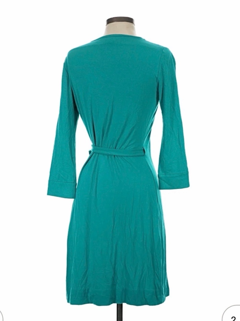 Diane Von Furstenberg Teal Wrap Mini Dress for wedding guest business casual - Picture 3 of 3